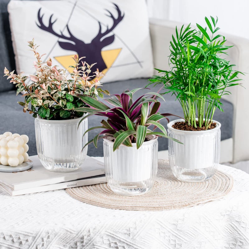 Josteve 4.5 Inch 3 Pcs Self Watering Hanging Planter Indoor Plant Hanging Pots Drainage Holes  Outdoor Small Hanging Planters Flower Pot Basket  Visible Water Level  Plant Hanger Home Decor  Gardening - Image 2